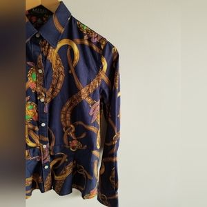 Ralph Lauren Equestrian Peplum Button Down Blouse